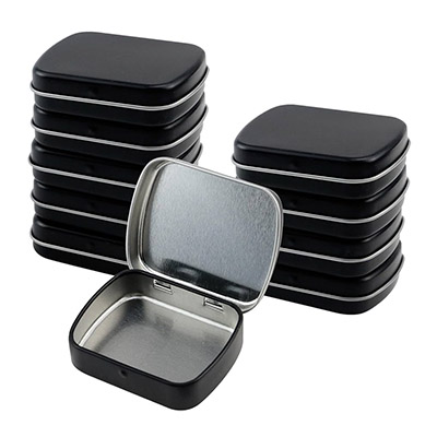 Hinged lid tin container