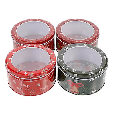Round cookie metal tin container
