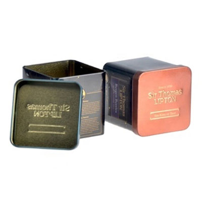 metal square tea tin box