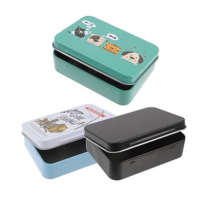 Rectangular tin box with lid