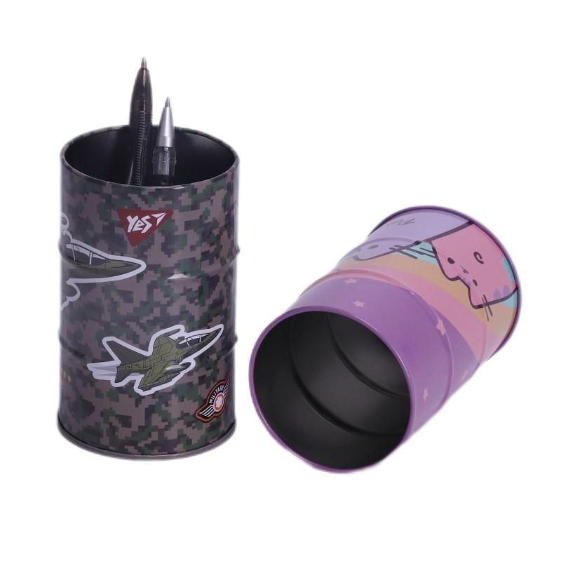 round tin pencil holder