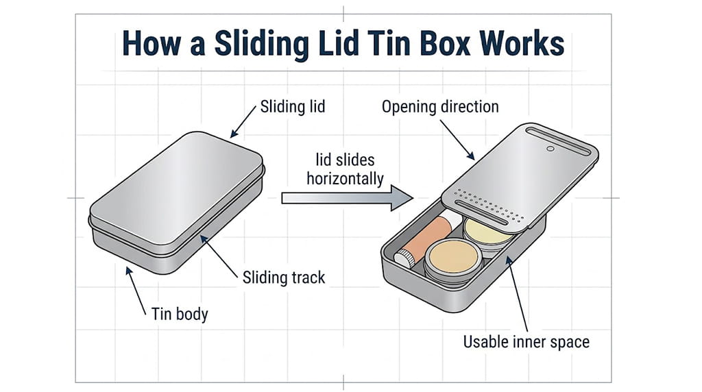 custom sliding lid tin boxes